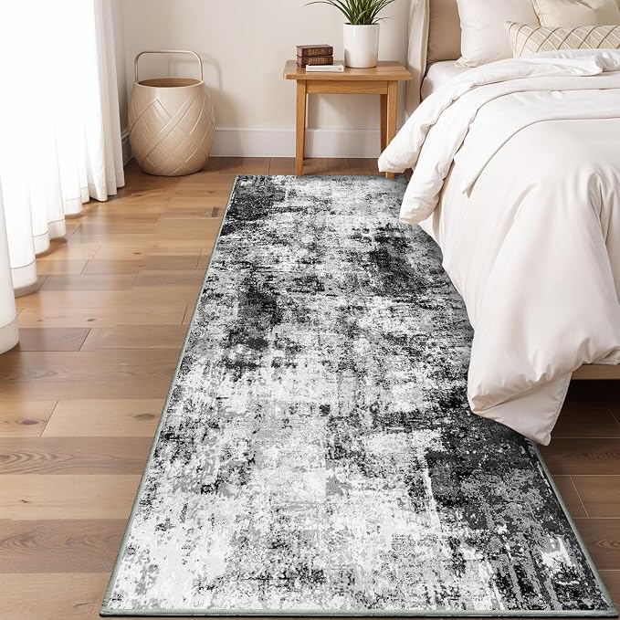 3x10 Washable Runner Rugs for Hallway: Easy-to-Clean Abstract Runners for
