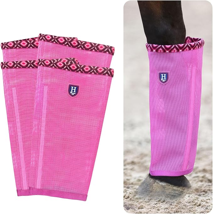 Fine Mesh Fly Boots Loose Fitting & Non-Slip Horse Fly Leggings Fleece Air Flow (Set of 4)