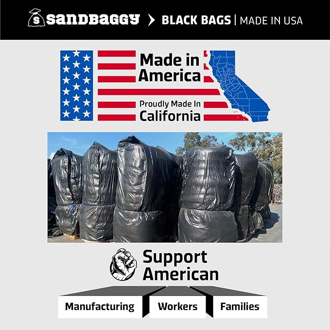 Sandbaggy Black Pallet Covers | Made in USA | Tarp Fits Large Pallets Up to 55" x 55" x 75" | Built w/ 6 Months UV Protection | Heavy Duty 1.5 Mil Thick Plastic (Pack of 10, 1.5 Mil Thick)