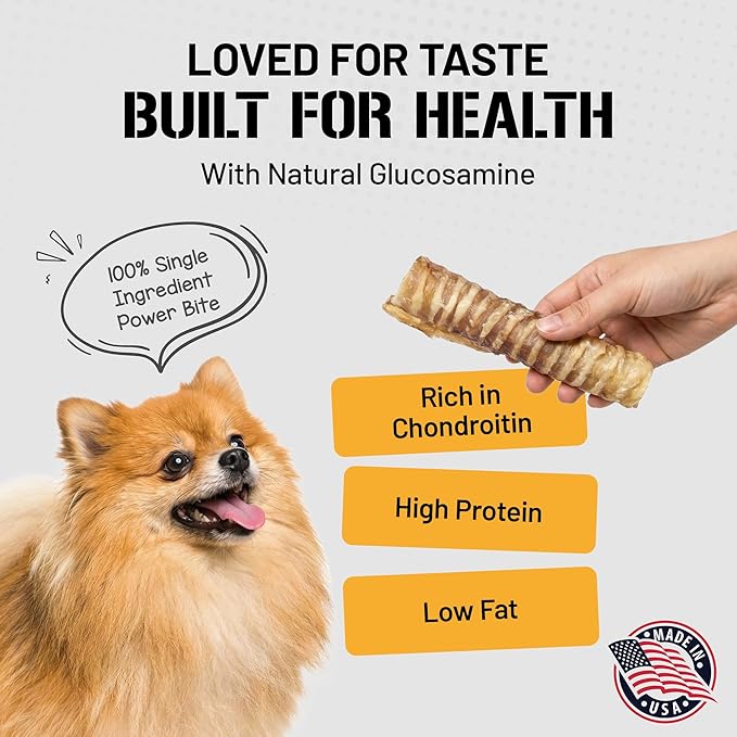 Dog Chits Beef Trachea for Dogs 1lb - 100% Single Ingredient, High Protein, Low Fat - Glucosamine for Joint Support - Dental-Clean Crunch - Digestible Rawhide-Free, Trachea Dog Treats - 3-4 inch