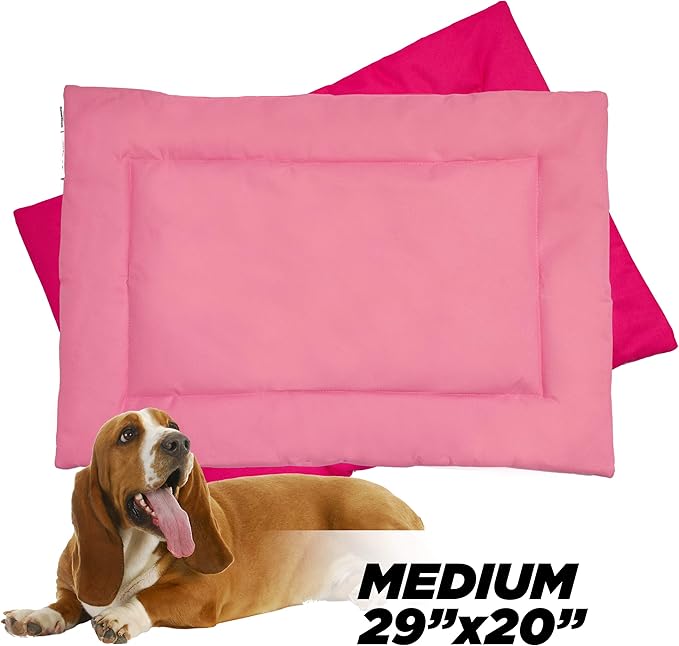 Downtown Pet Supply Dog Crate Pad, 29" x 20" - Waterproof, Ripstop Nylon Dog Crate Mat Chew Proof and Machine Washable - Dark and Light Pink - M