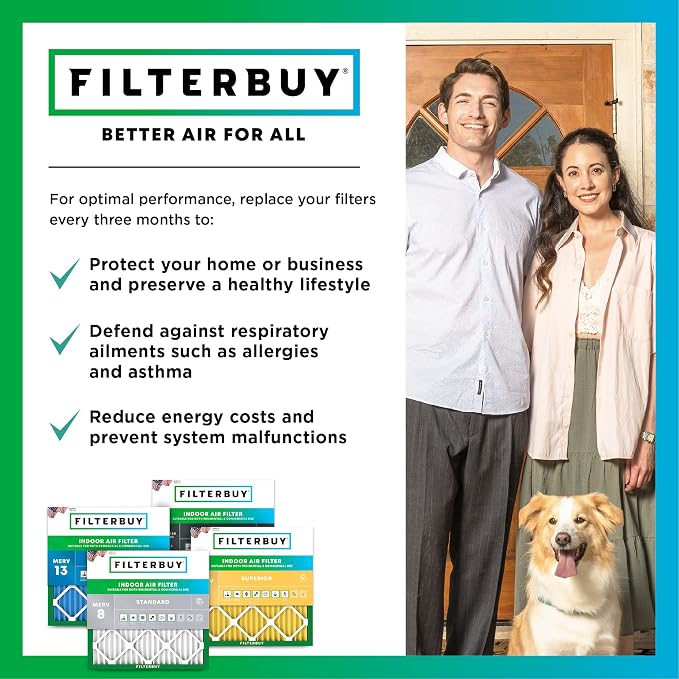 Filterbuy 16x25x3 Air Filter MERV 11 Superior Pet & Allergy Defense,