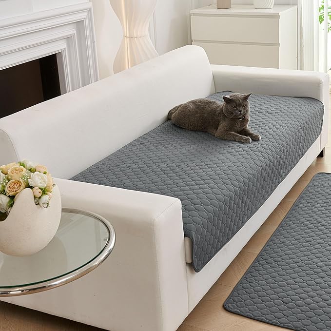 Waterproof Dog Couch Cover Protector Absorbent Quick Dry Non Slip Sofa Cover for Dogs Washable Pet Bed Couch Cover (Grey,28"x39")