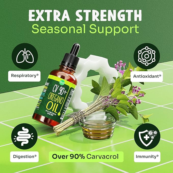 MAJU Oregano Oil Drops - Potent 90%+ Carvacrol (2 fl Oz) Wild Mediterranean Essential Oil of Oregano Liquid, Aceite de Oregano, Immune and Seasonal Support