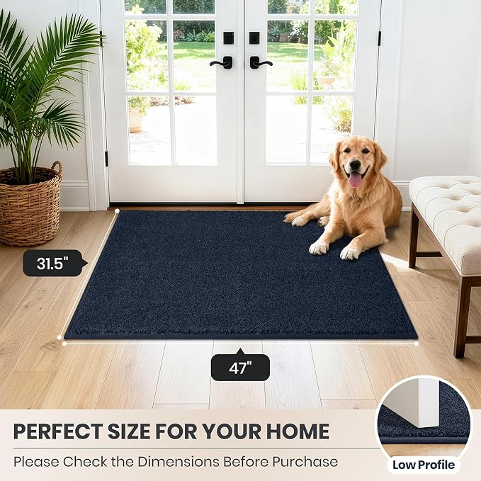 PURRUGS Dirt Trapping Door Mat 31.5" x 47", Non-Slip Machine Washable Entryway