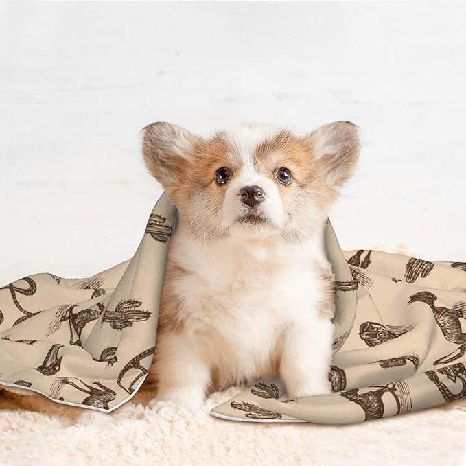Waterproof Dog Blanket Soft Pet Blanket for Puppy Cat, Fleece Cat Throw Blankets for Furniture Bed Couch Sofa Reversible - Western Cowboy 1