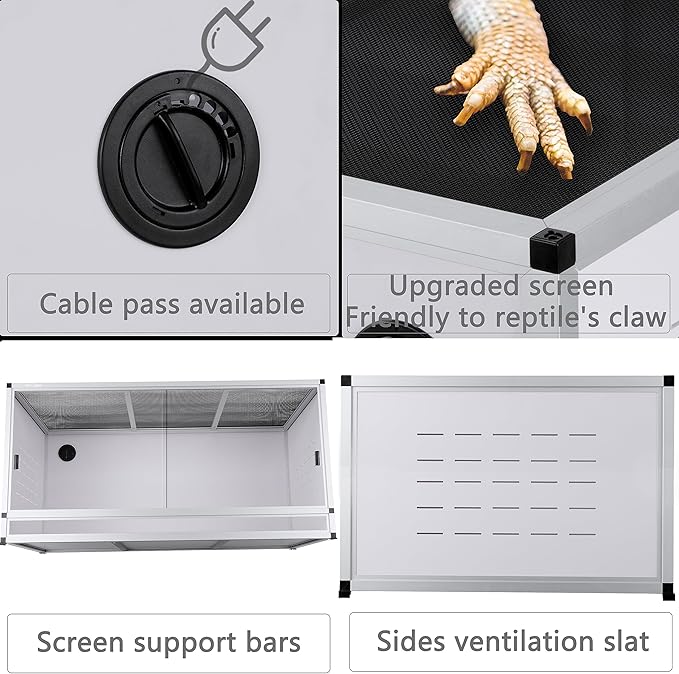 PVC Reptile Enclosure 44''x20''x20''Stackable Space Efficient ToxiRium Large Reptile Terrarium 76 Gallons for Bearded Dragon Gecko Lizard Snake,Vivarium with Sliding Doors Lock-2pcs with spacers