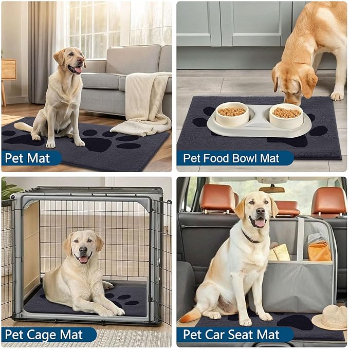 Buganda Dog Door Mat for Muddy Paws, Absorbent Dirt Trapper Washable Indoor Doormats, Non Slip Low-Profile Mud Mat for Dogs, Front Entrance Doormat for Inside Floor (59x24 Inches, Black)
