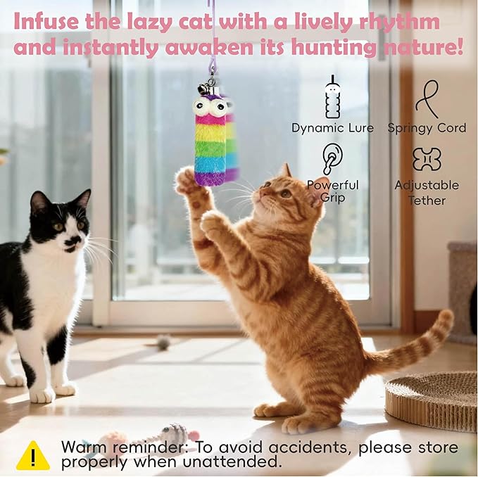 7-in-1 Kitten Toys for Indoor Cats with Washable Adhesive Suction Cup, Hanging Interactive Cat Toys, Silvervine Stick and Sisal Chew Rope Catnip Teething Toy for Bored Kitten (Pink)