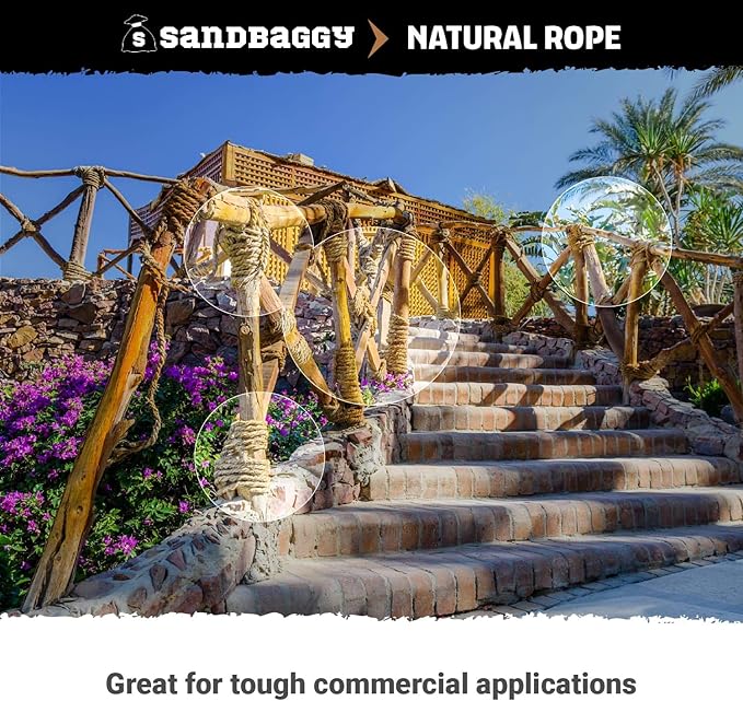 Sisal Rope Twine 1/4 inch x 500 ft - Bulk Wholesale - Similar to Home Depot, Walmart, Lowes by Sandbaggy (8 Rolls)