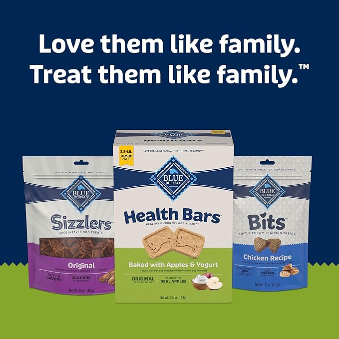 Blue Buffalo Health Bars Crunchy Dog Biscuits, Oven-Baked with Natural Ingredients, Apples & Yogurt, 3.5-lbs Box (Pack of 3)