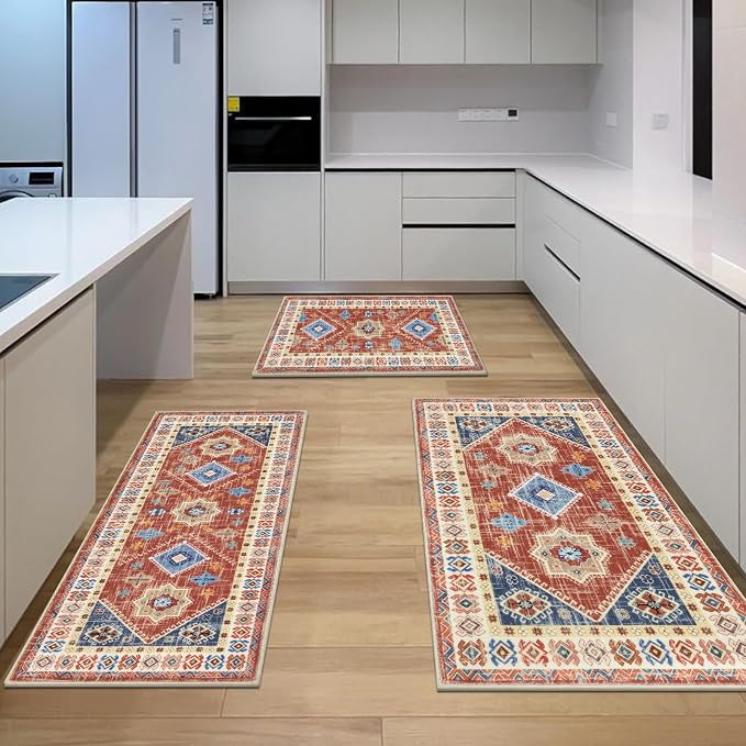 HEBE Boho Kitchen Rug Sets 3 Piece