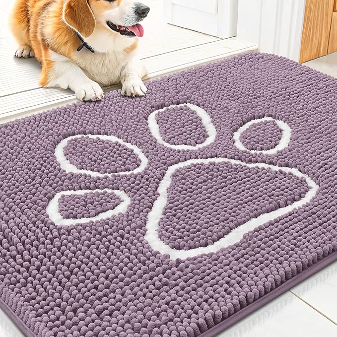 Smiry Dog Door Mat for Muddy Paws, Absorbent Dirt Trapper Non Slip Quick Dry