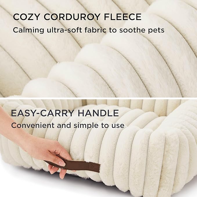 Bedsure Corduroy Fleece Dog Bed Medium Size Dog