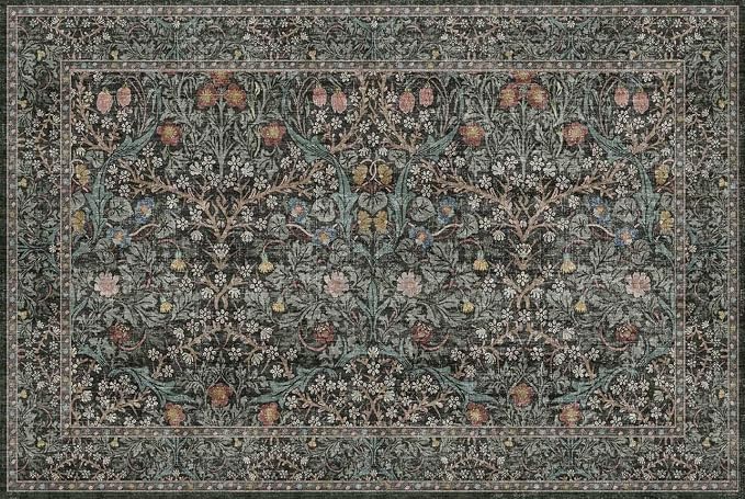 Dark Green Washable Entry Rug