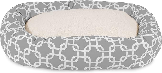 Majestic Pet 24 Inch Links Sherpa Calming Dog Bed Washable – Cozy Soft Round Dog Bed with Spine for Head Support - Fluffy Donut Dog Bed 24x19x7 (inch) – Round Pet Bed Small - GRAY