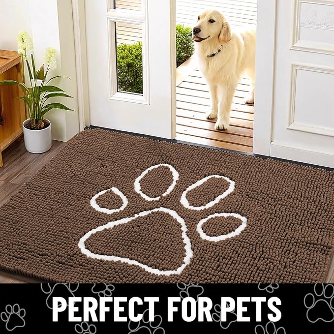 Smiry Dog Door Mat for Muddy Paws, Absorbent Dirt Trapper Non Slip Quick Dry