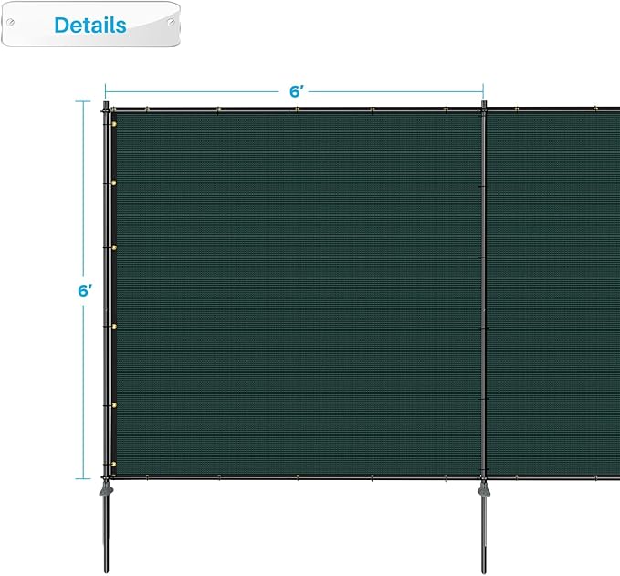 Patio 6' x 134' Outdoor Privacy Screen Freestanding Temporary Fence Panels Net Cover with Metal Poles for Outside Backyard Pool Garden Air Conditioner Fencing, Green