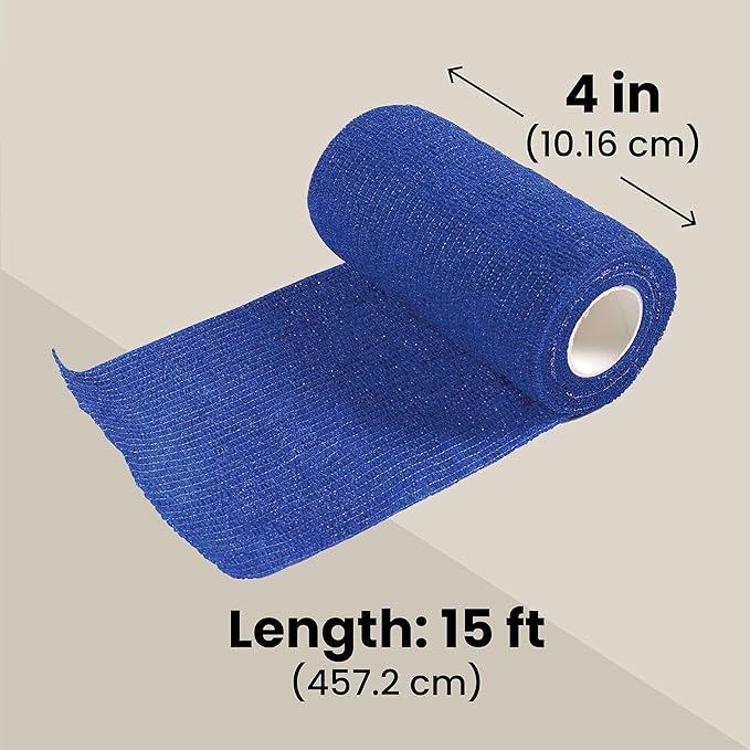 Juvale Cohesive Bandage Vet Wrap Rolls - Sprain & Strain Support Elastic Bandage & Vet Wrap for Dogs & Horses - Self-Adherent Dog Wound Care Tape - First Aid & Sports Tape - 12 Count, 4 in x 5 yd