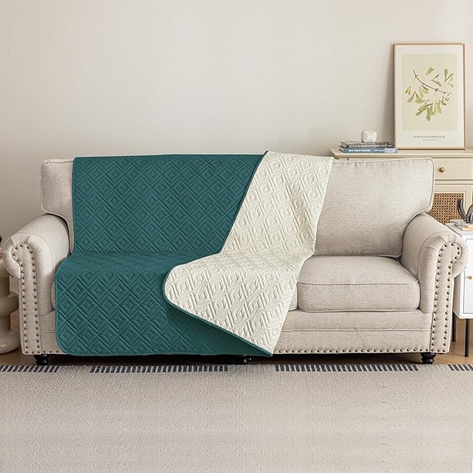 2026 Waterproof Bed Sofa Blanket (52"x82") Comfy Couch Sofa Mat for Dog Pets with Anti-Slip Back, Universal Incontinence Lightweight Liner Pad for Furniture Car Picnic etc Durable Washable, Teal Green