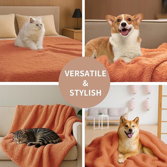 Pet Blankets for Couch Sofa Bed Dog Blankets Reversible Cat Blanket Soft Furniture Protector Cover for Small Medium Large Dogs Cats, Beige, 16 x 24 inches