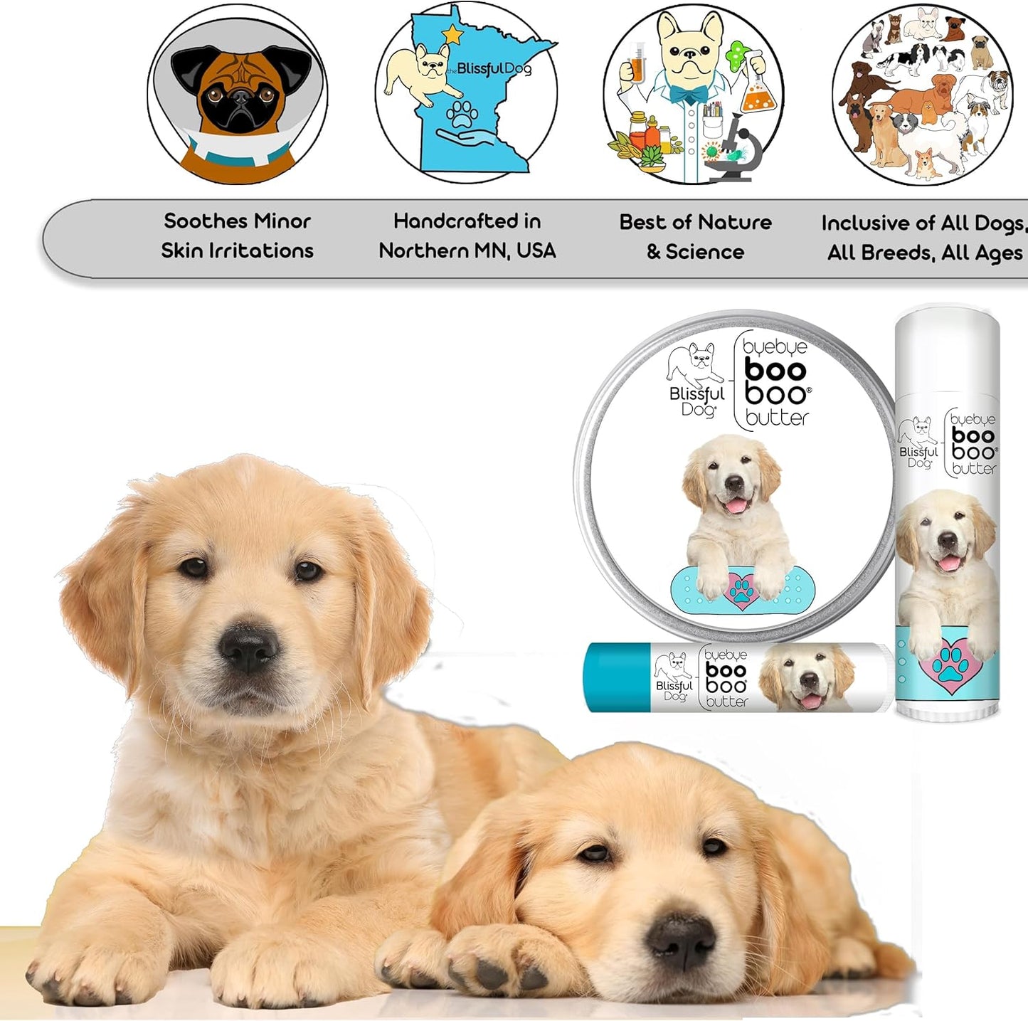 The Blissful Dog 4 oz TIN Golden Retriever Booboo Butter