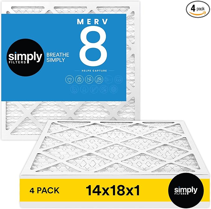 Simply 14x18x1 Air Filter, MERV 8, 6 Pack, Furnace Air Filter