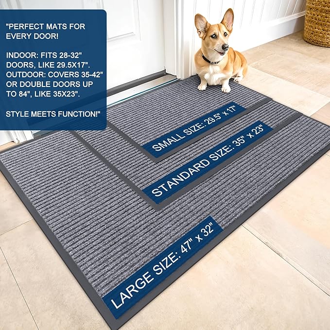 OLANLY Front Door Mat Indoor Outdoor Entrance, Waterproof Heavy Duty Doormat
