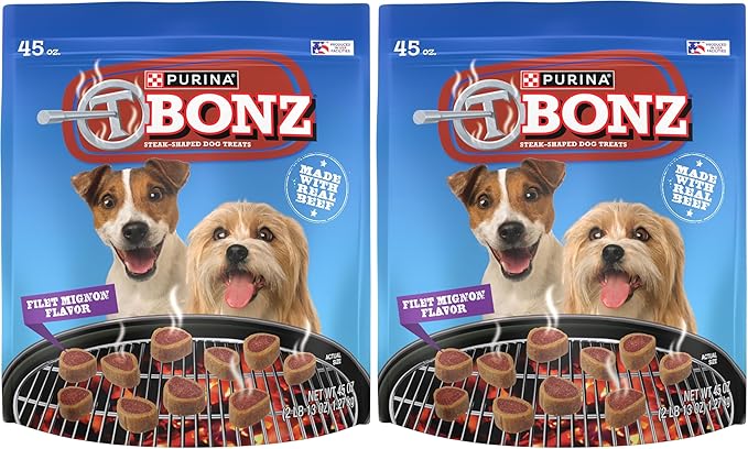 Purina T-Bonz Filet Mignon Flavor Steak Shaped Treats for Dogs - 45 oz. Pouch (Pack of 2)