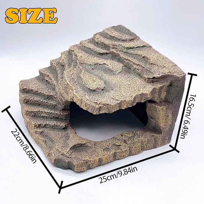 kathson Turtles Basking Platform Tortoise Resting Terrace Climbing Ramp Resin Dock Tank Decorations Reptile Hiding Cave Hideouts for Aquatic Turtles, Frog, Newts and Salamanders，Large