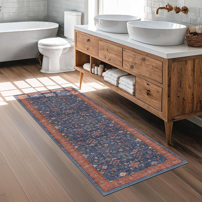 Hazo Haus Navy Blue Runner Rug 2x5