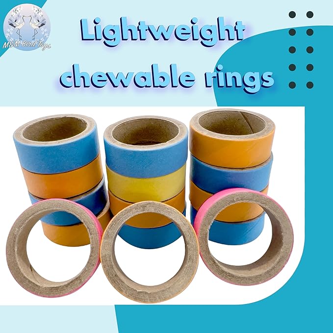 8007 Pk20 1 Inch Ring Donut - Classic Compressed Cardboard Chewable Bird Foot Toys, Easy for Pets to Grab and Chew, Great for Small Size Birds Cockatiels Budgies