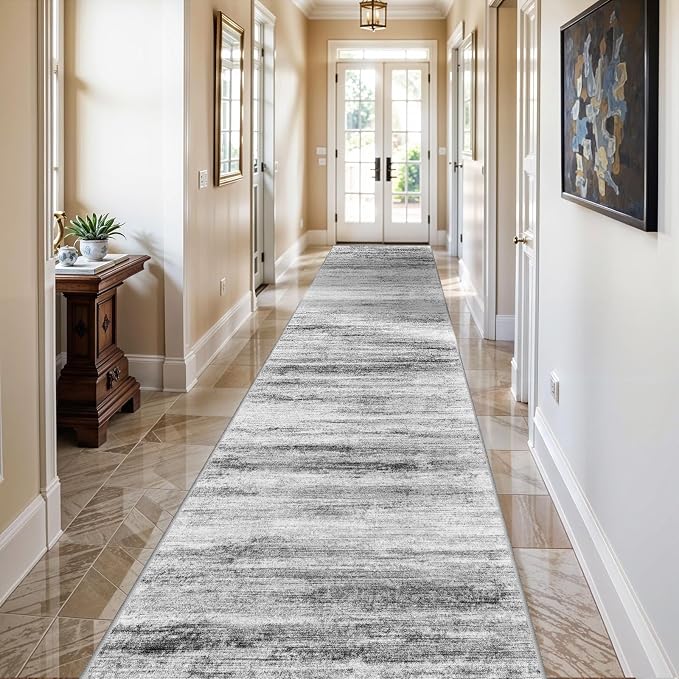 2x12 Washable Runner Rugs for Hallway: Long Abstract Runners for Entryway