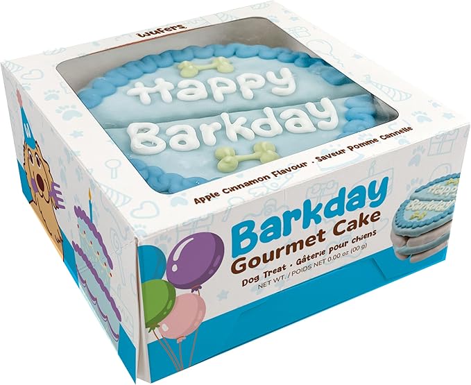 Wufers Dog Birthday Cake – Giant Shareable Happy Barkday Decorated Dog Treat, Soft-Baked 8-Piece Cookie Cake for Dogs, Made in North America (Blue - Birthday Cake)