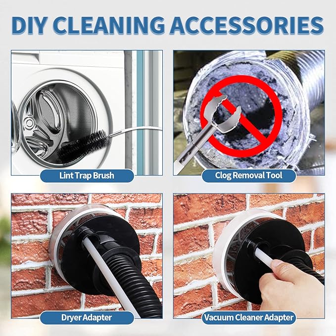 Bluesea 7 Pieces 20 Feet Dryer Vent Cleaner Kit, Reinforced Nylon Dryer Vent