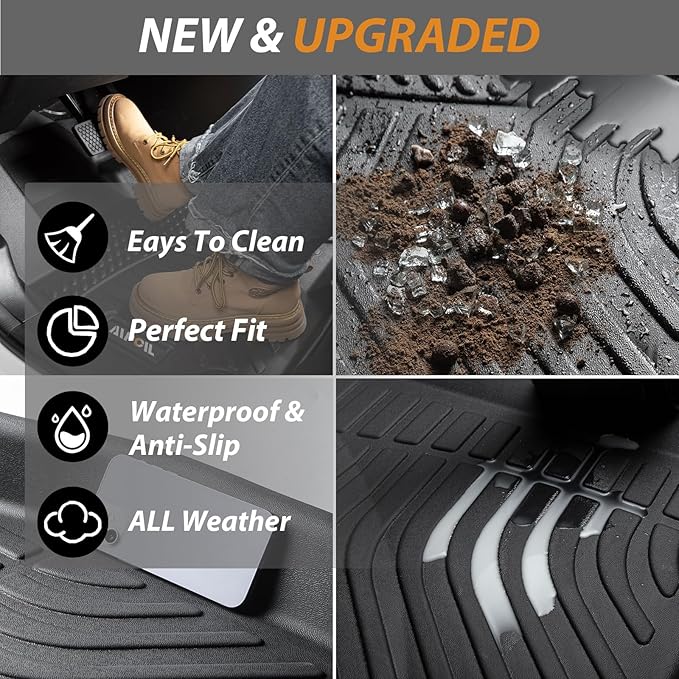 AIPOIL® Floor Mats & Cargo Liner Set for 2019-2025 Audi Q3 All Weather Protection TPE Anti-Slip Automotive Full Set Custom Car Mats Accessories - Black
