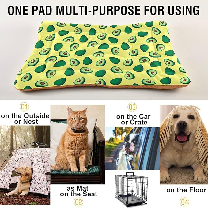 Yellow Avocado Pet Bed Cute Dog Bed Mat Absorbing Non Slip Pad Pet Sleeping Mat for Small, Medium, and Large Dogs Puppy Cat 24 in x 18 in