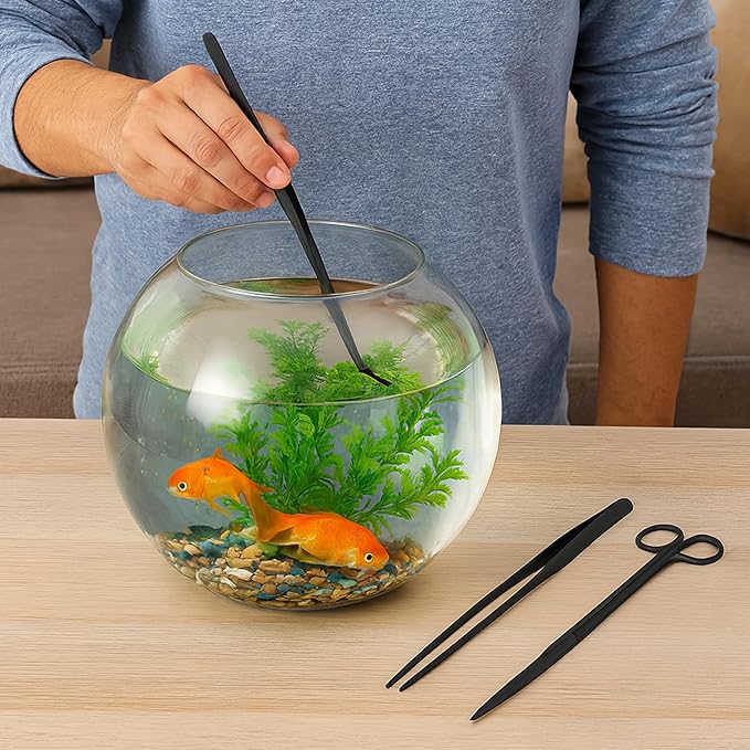 Mandala Crafts 15 Inches Rainbow Stainless Steel Curved Aquarium Tweezers for Aquatic Plants – Long Aquascape Forceps for Fish Tanks, Hospital Tanks, Goldfish Bowls, and Terrariums