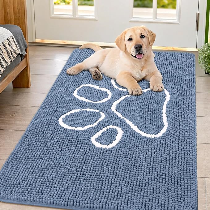 Smiry Dog Door Mat for Muddy Paws, Absorbent Dirt Trapper Non Slip Quick Dry