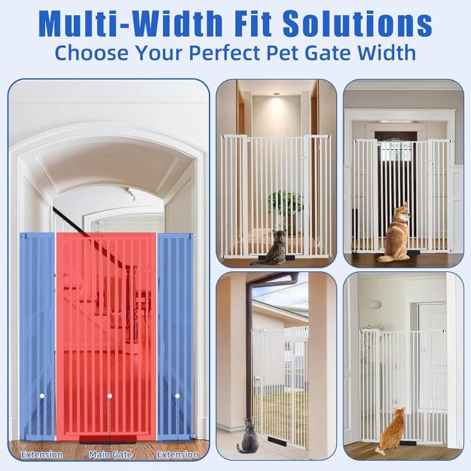 59 Inch Extra Tall Pet Gate for Cats,29.92“- 48” Adjustable Wide Dog Gates,No Drilling Pressure Mounted Walk Through Tall Cat Gate for Doorways,Hallway,Stairs