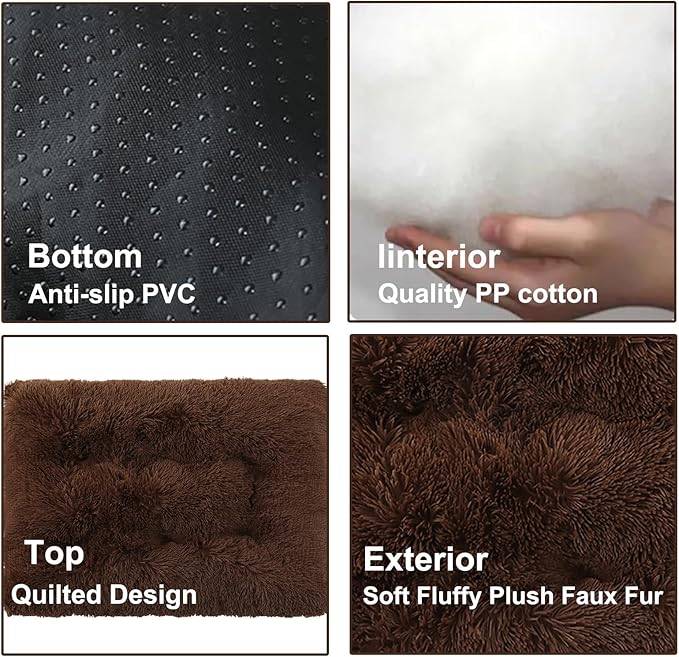 Dog Crate Mat, Dog Bed for Large Dogs, Comfy Fluffy Kennel Pad Anti-Slip for Dog beds & Furniture, Quilted Dog Bed for Pets for Medium/Small Dogs Cats (Color : Coffee, Size : 16.9x11)