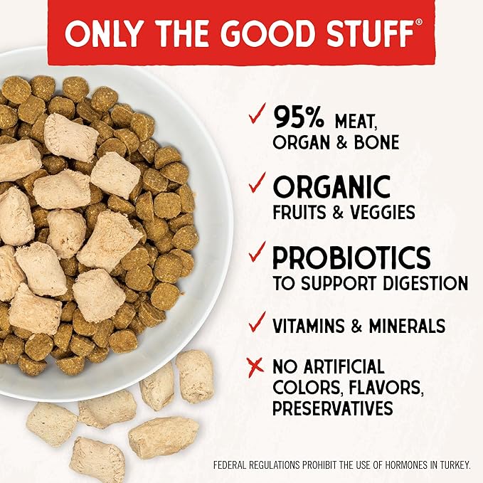 Stella & Chewy's Freeze-Dried Raw Tantalizing Turkey Meal Mixers- Dog Food Topper and Mixer - Made with 95% Cage-Free Turkey, Organs & Bone - Perfect for Picky Eaters - Grain-Free - 1 oz