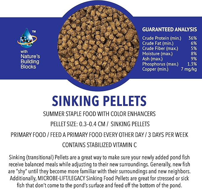 Microbe-Lift MLLSPMD Sinking Fish Food Pellets for Ponds, Water Gardens, and Fountains, for Live Goldfish and Koi, 3 Pounds