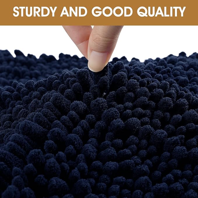 IM HOME 48" x 38" Navy Blue Dog Door Mats for Muddy Paws, Chenille Absorbent Dog Mat, Non Slip Heavy Mud Mat for Dogs, Soft Pet Bed Mat for Entryway, Mud Paws, Inside Floor