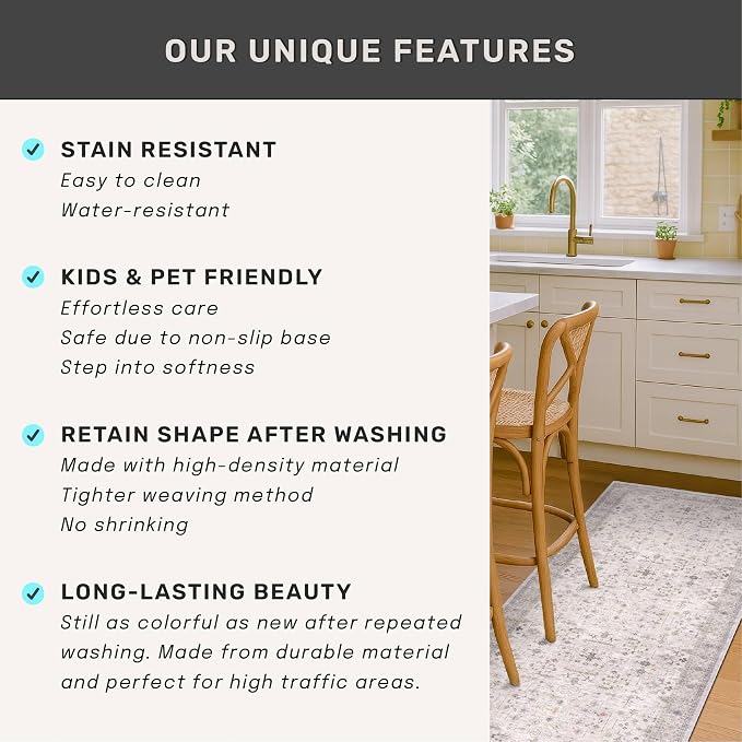 Hazo Haus Light Gray Kitchen Rug 12 ft Long