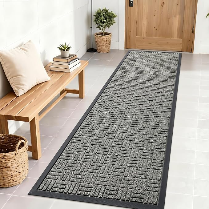 OLANLY Front Door Mat Outside Entrance 71x23, Heavy Duty Sturdy Natural Rubber