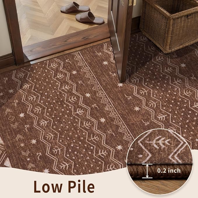 SERISSA Hallway Runner Rug, Soft Low-Pile Geometric Indoor Long Carpet