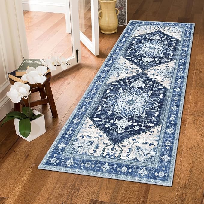 Yamaziot Washable Runner Rug, 2x5 Non-Slip Boho Vintage Hallway Rug Runner