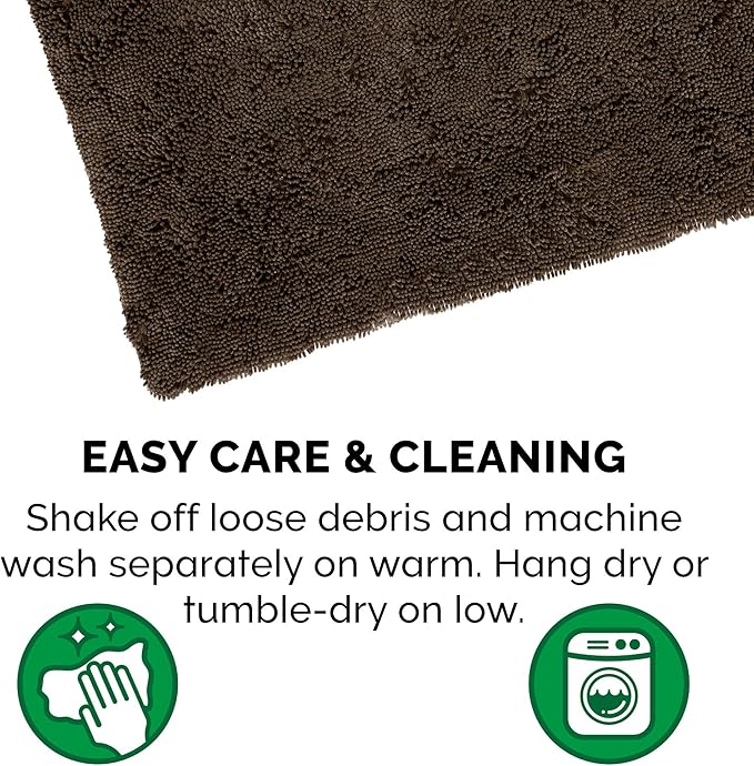 Furhaven 36" x 26" Highly Absorbent Dog Door Mat for Muddy Paws, 100% Washable, Perfect for Entryway, Kitchen, & Bathroom Use - Chenille Shammy Rug - Mud (Brown), Large