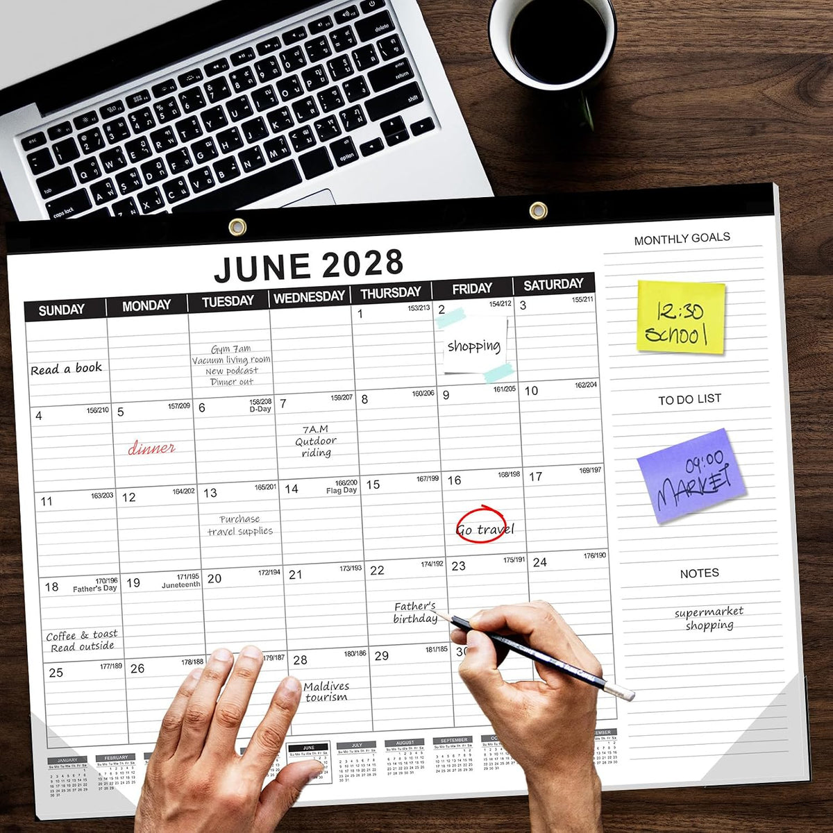 GuassLee Large Desk Calendar 2027-2028 3 Pack, 18 Months, 22" x 17"